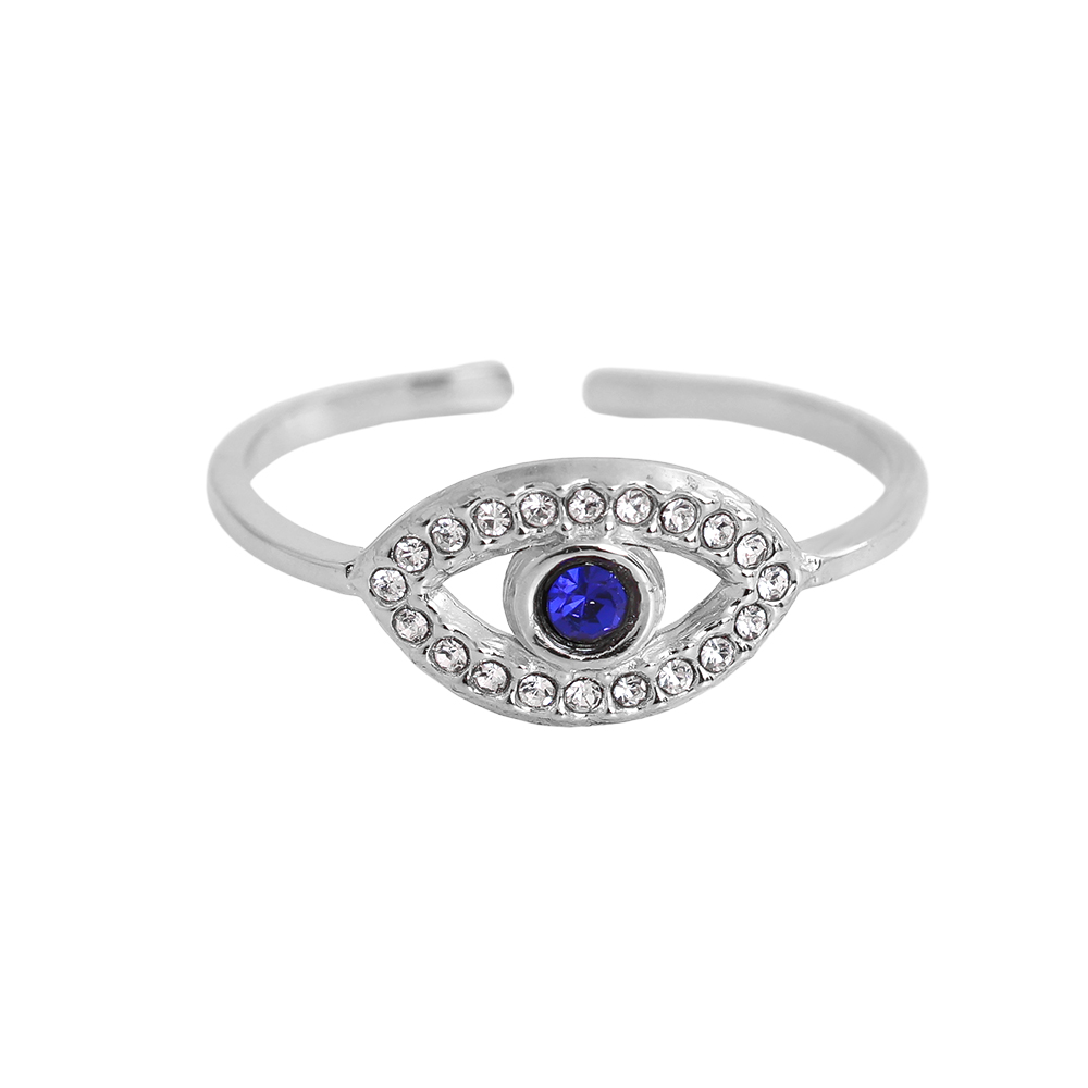 Verstellbarer blaue Zirkonia Augen Edelstahl Ring    