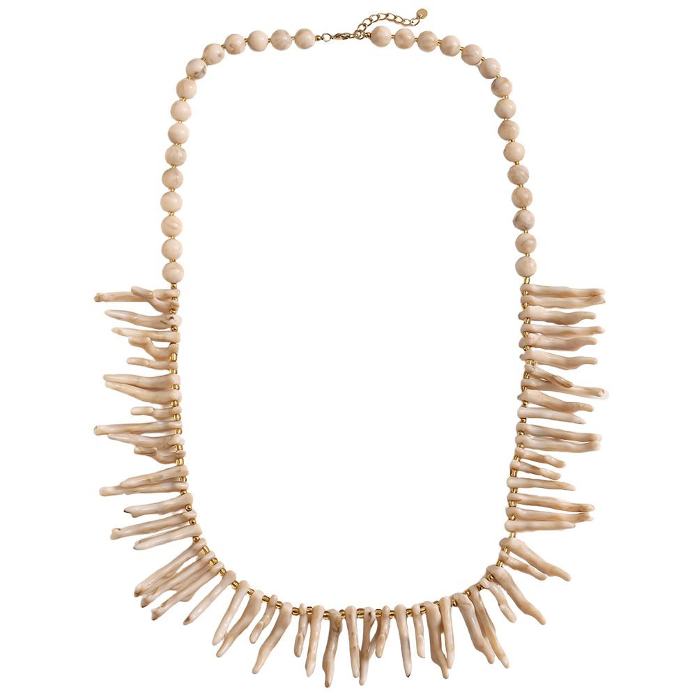 86cm Acryl Fischgrätenform Edelstahl Halskette     