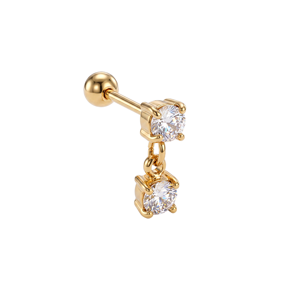 Edelstahl Piercing 10mm Mini Zirkonia Rund