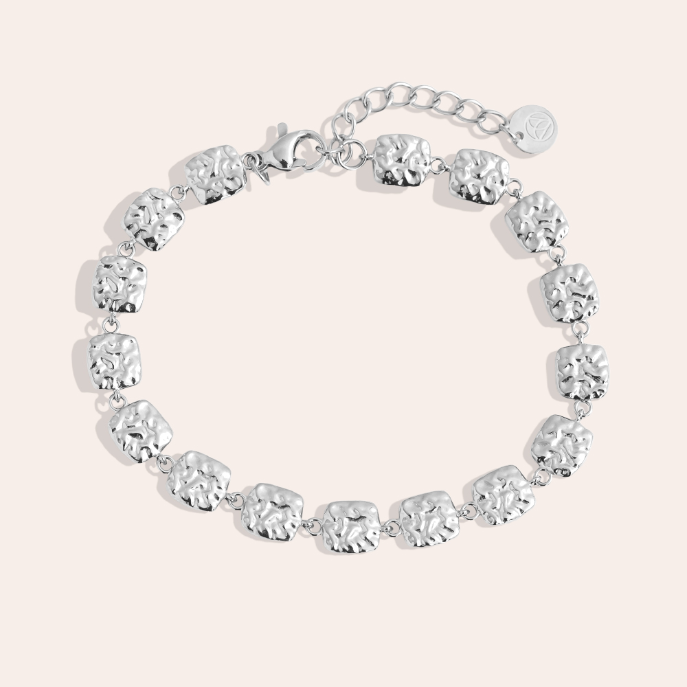 17cm unregelmäßige Quadrate Edelstahl Armband     