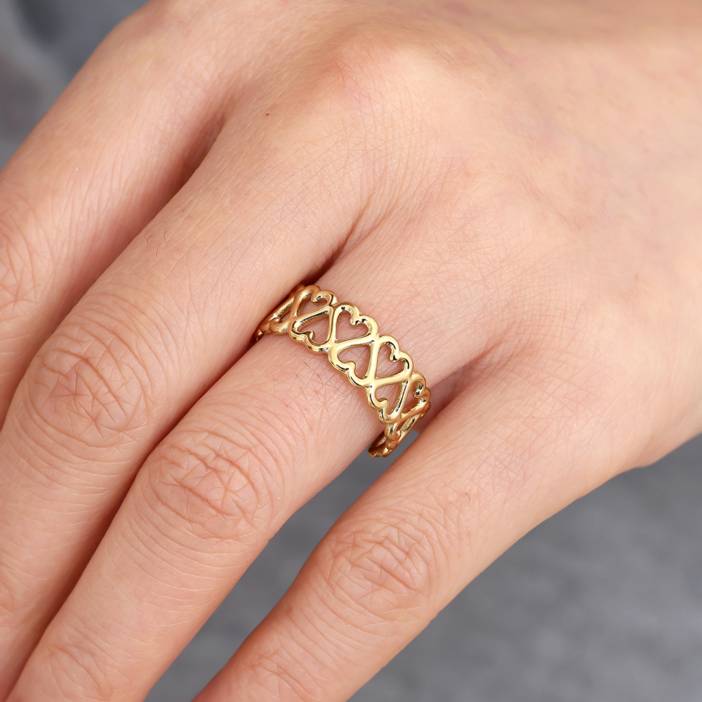 Adjustable Many Hearts Edelstahl Ring