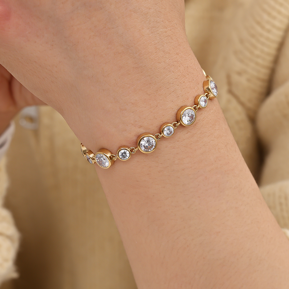 16cm Fancy Round Diamond Chain Edelstahl Armkette   