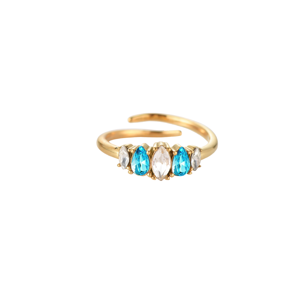 5 Oval Diamonds Edelstahl Ring