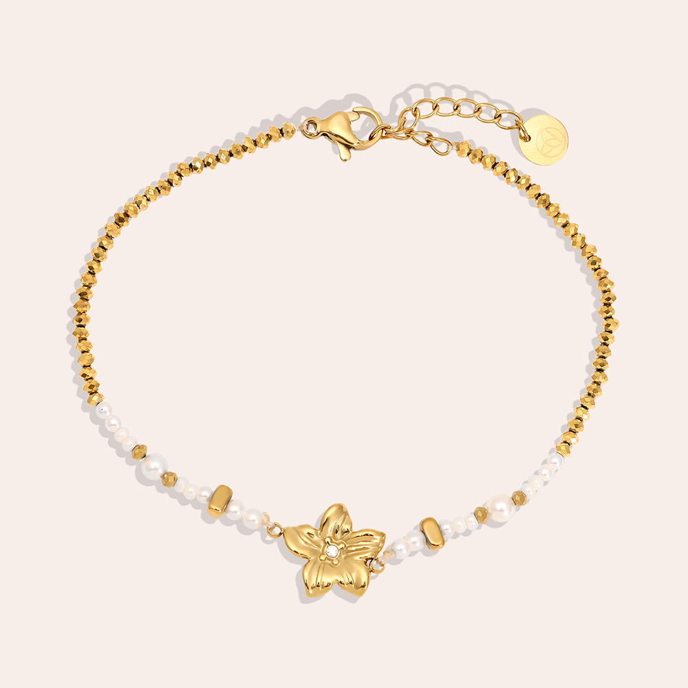 17cm Nice Flower And Pearl Edelstahl Armkette     