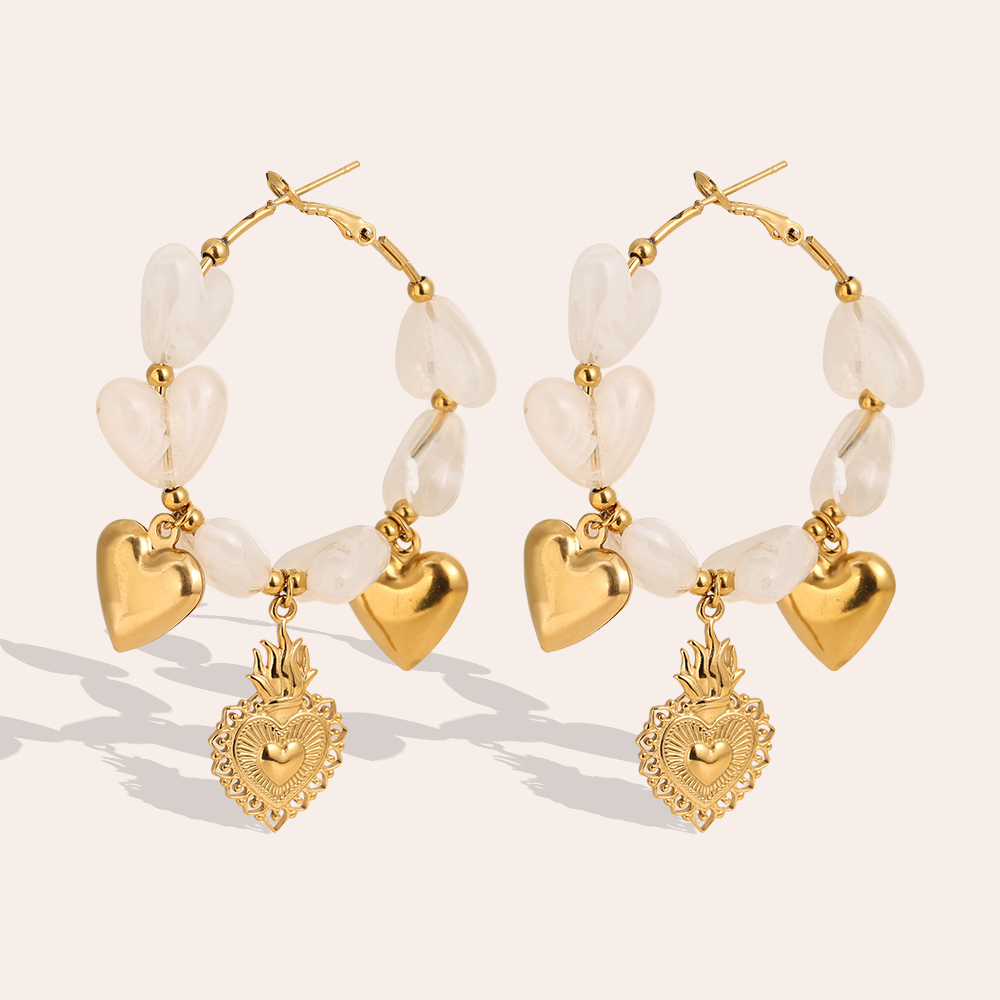 65mm Acrylic Hearts Hoop Edelstahl Ohrringe    