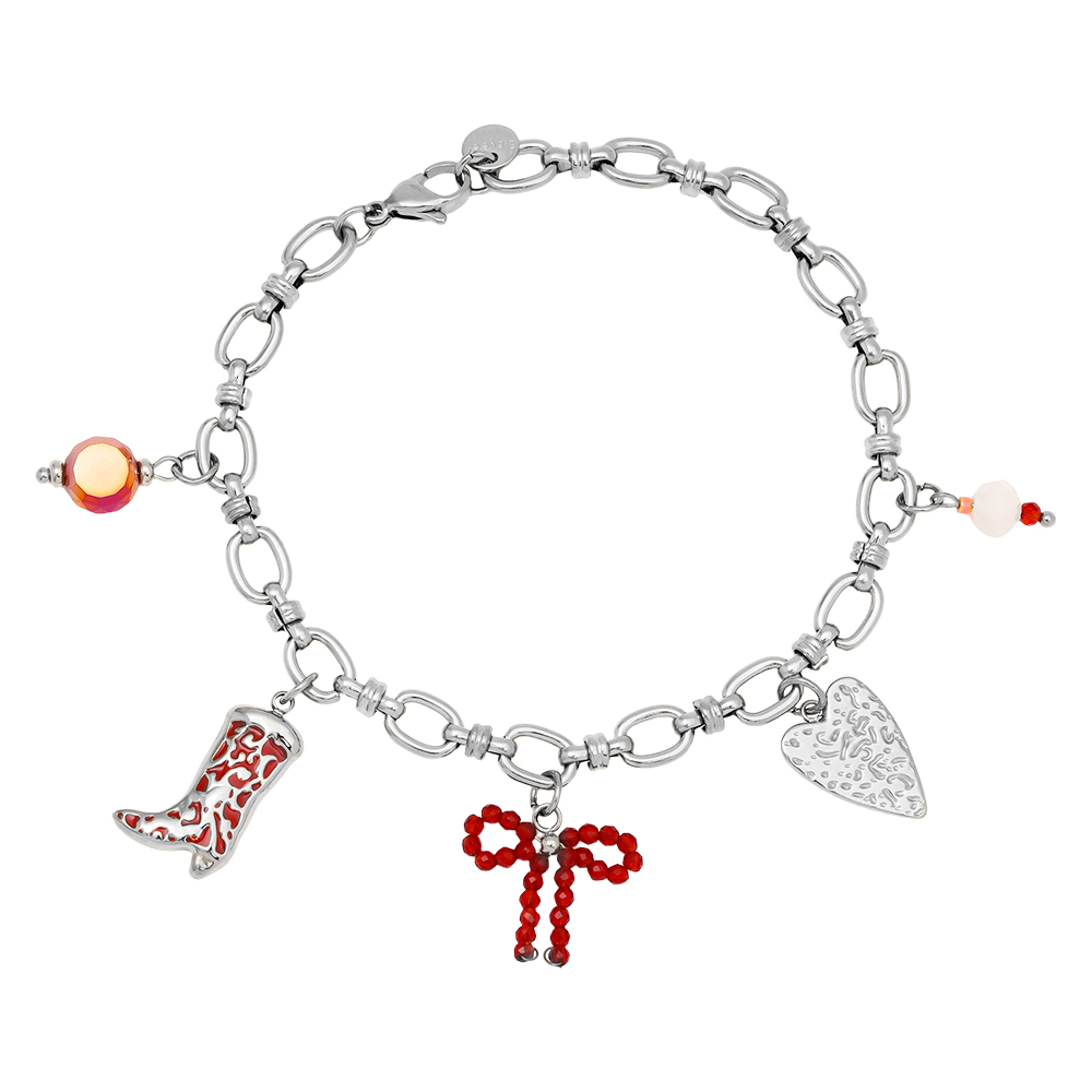 Edelstahl Armkette 17cm Red Charms