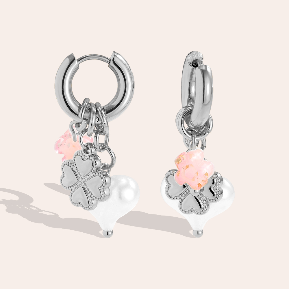 3.5*1.4cm Pearly Heart Edelstahl Ohrringe  