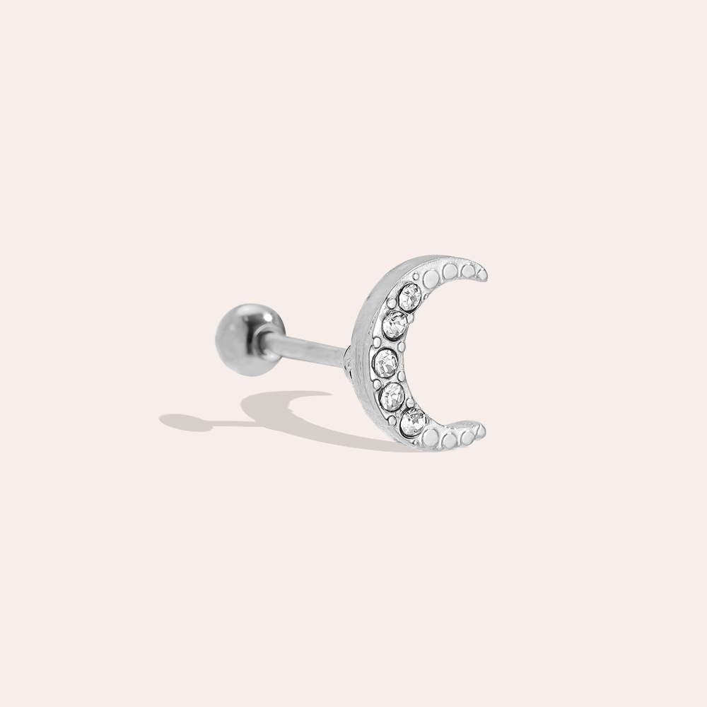 8mm Diamond Moon Edelstahl Piercing        