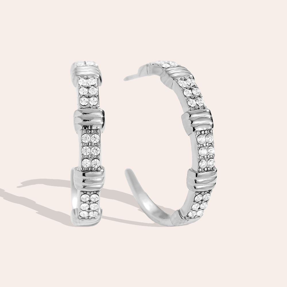 2cm Little Brikes Diamond Half Hoop Edelstahl Ohrringe   