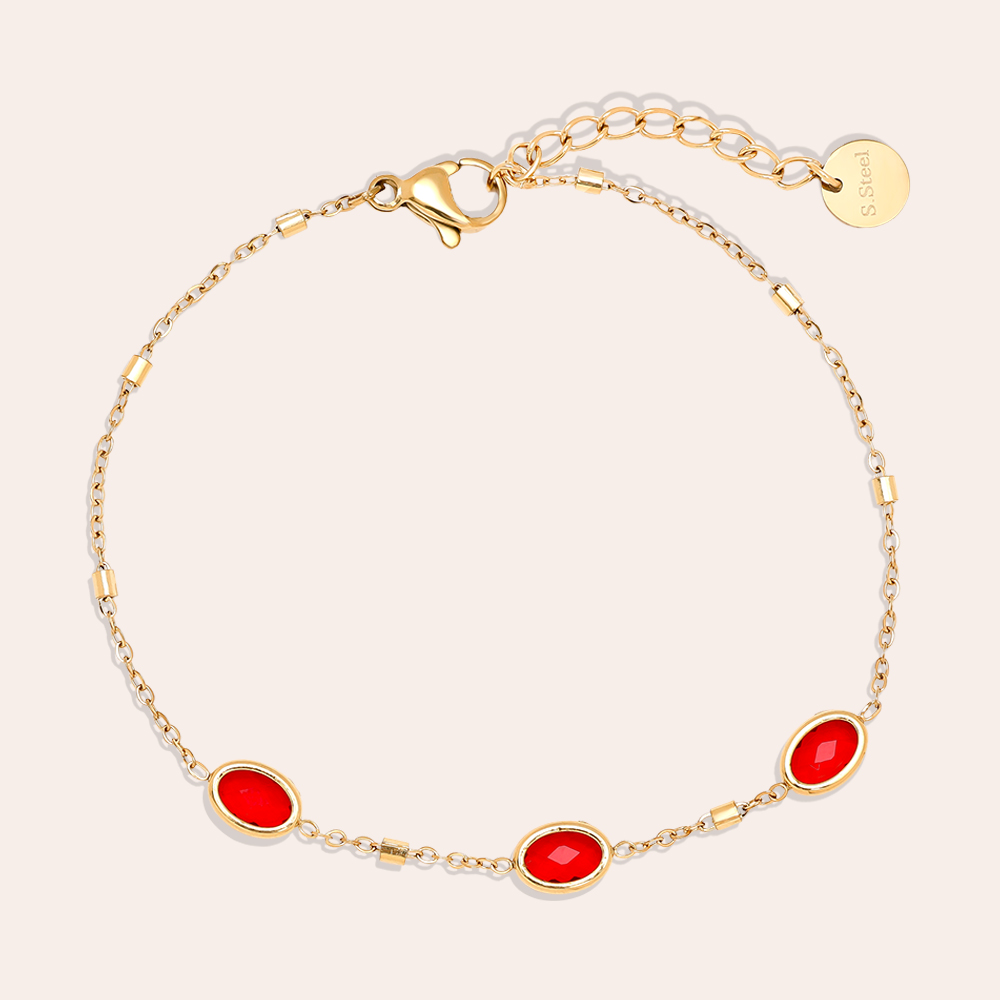 17cm Small Oval Glass Edelstahl Armkette   