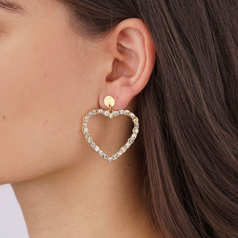 Blinding Diamond Heart Edelstahl Ohrstecker