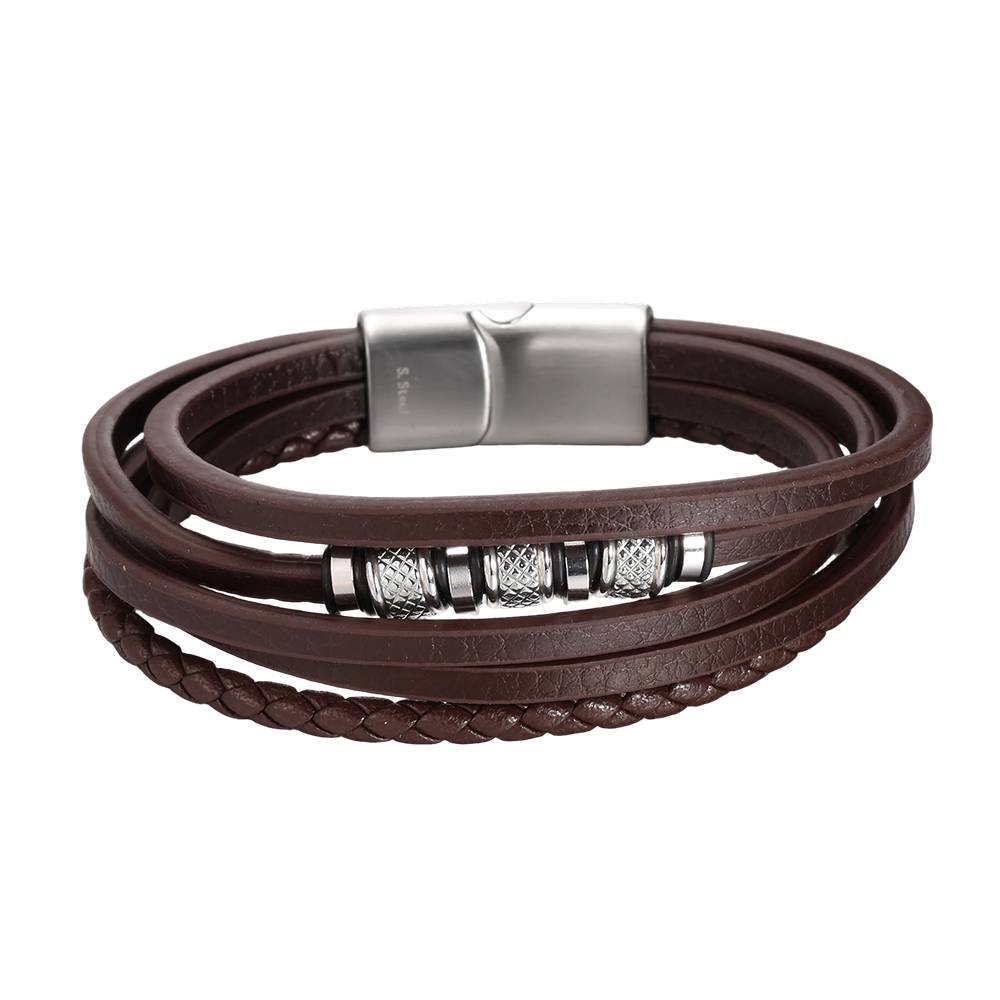  Edelstahl Armband PU Multi-Layered
