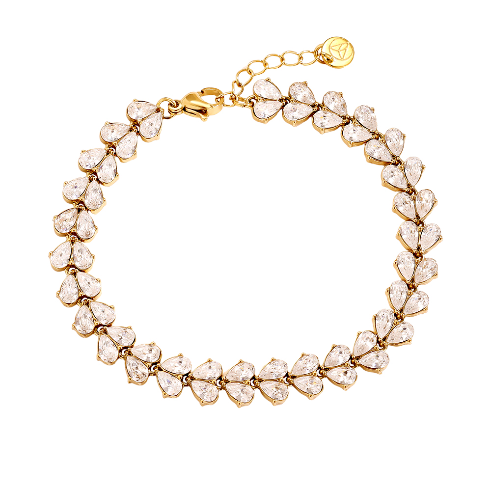 17cm Diamond Heart Pieces Edelstahl Armkette     