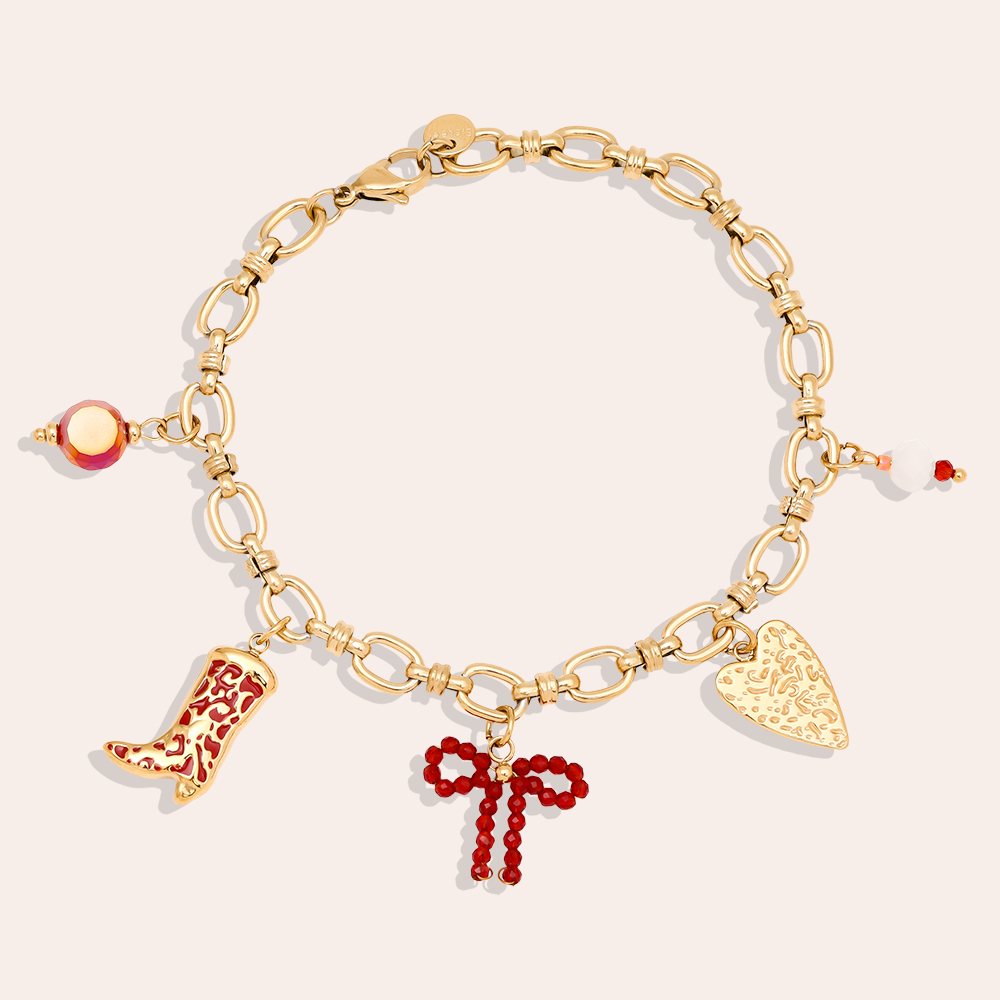 Edelstahl Armkette 17cm Red Charms