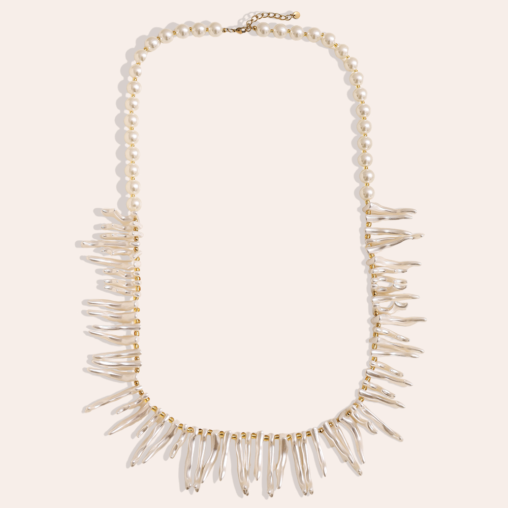 86cm Acryl Fischgrätenform Edelstahl Halskette     