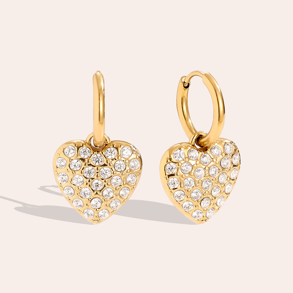 2.2cm Diamond Heart Edelstahl Ohrringe  