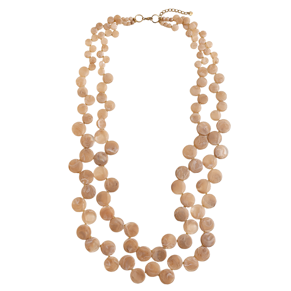 96cm zweilagige Acrylscheibenkette Edelstahl Halskette    