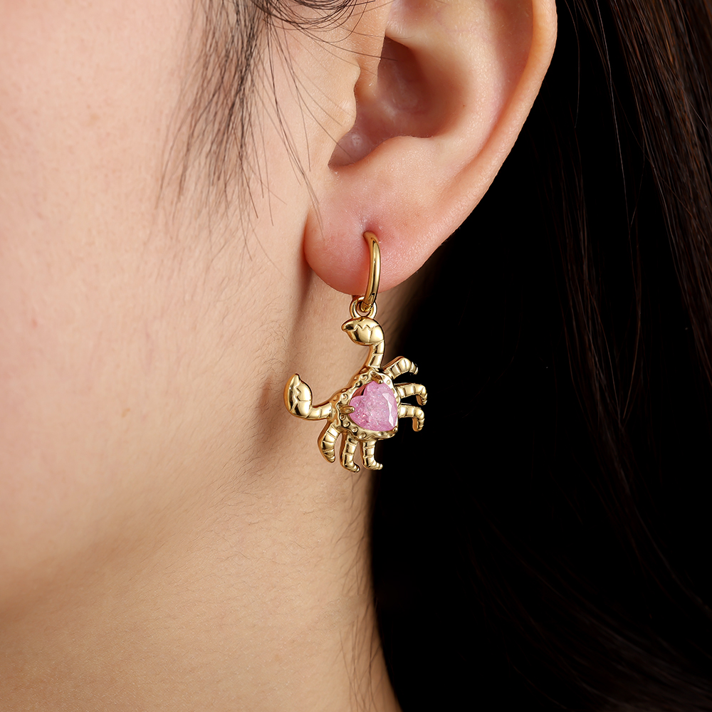 3.3cm Crab And Diamond Edelstahl Ohrringe         