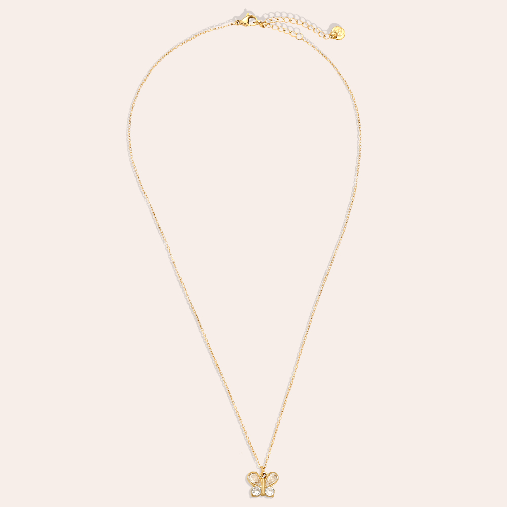 40cm Nice Diamond Butterfly Edelstahl Halskette       
