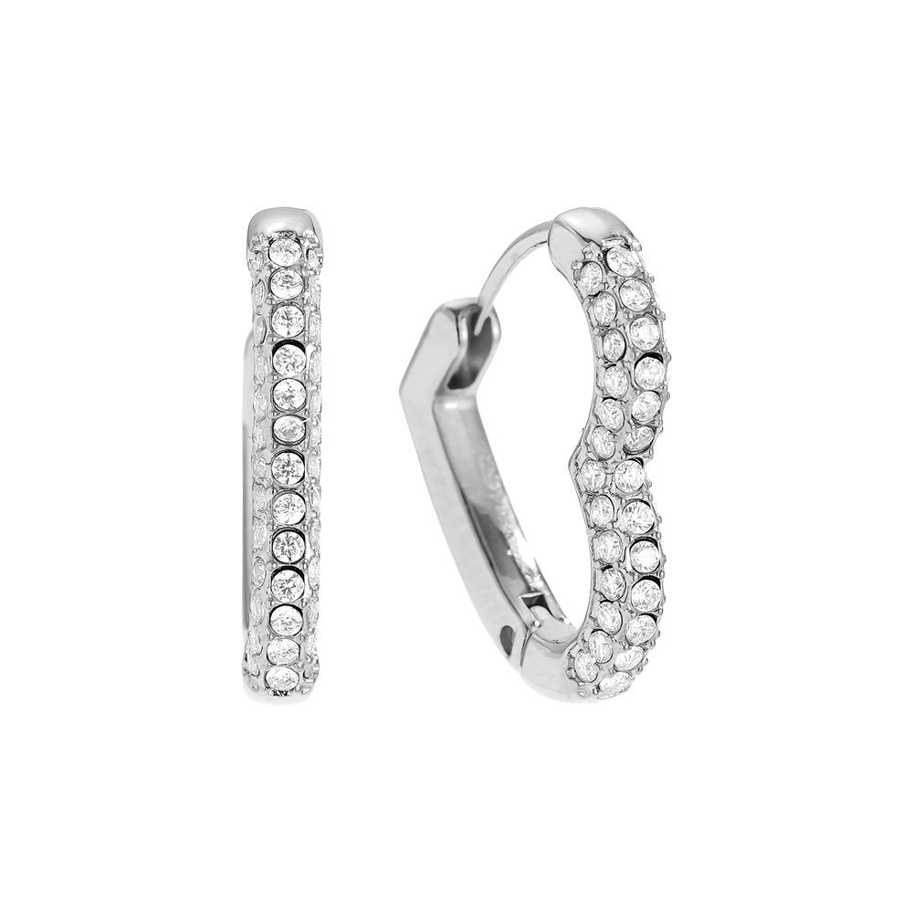 18mm Diamond Heart Hoop Edelstahl Ohrringe   