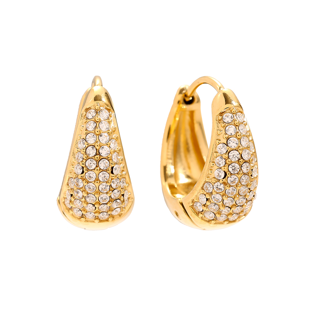 10mm Diamond Drop Hoop Edelstahl Ohrringe     