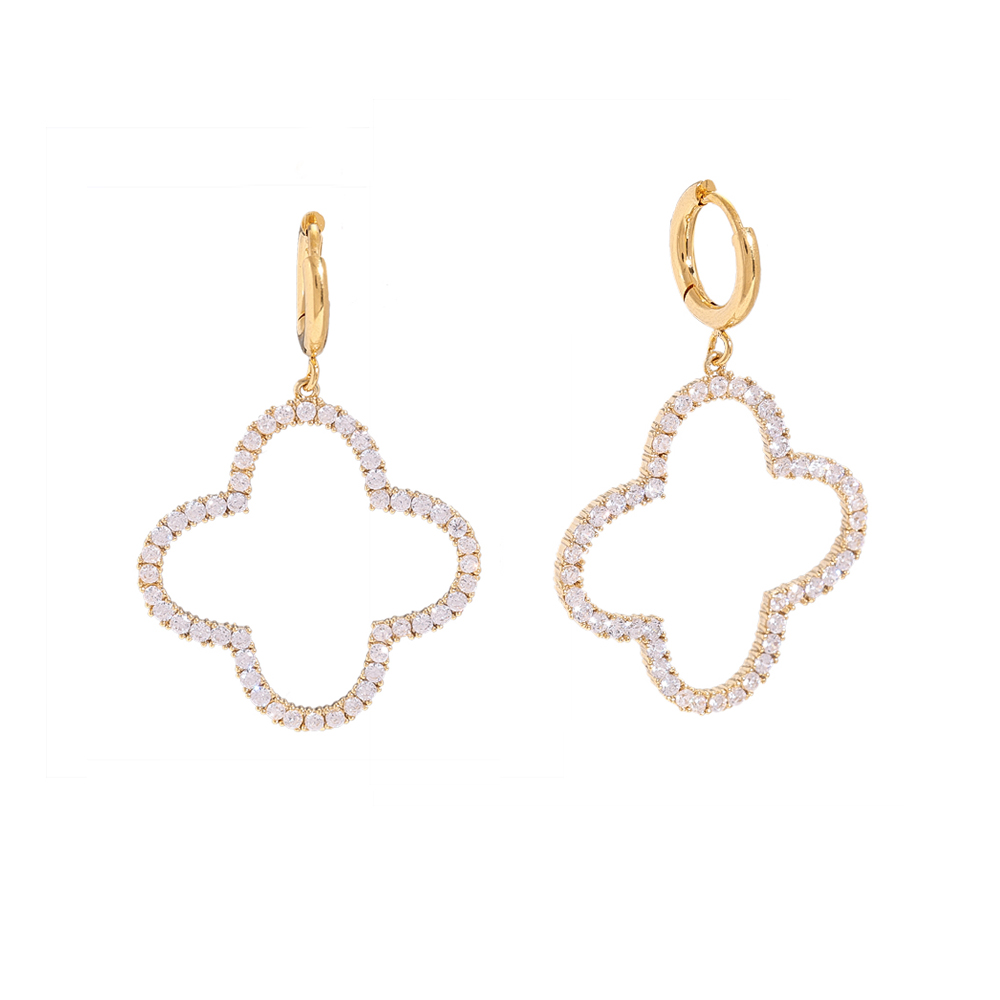 Sparkling Hollow Diamonds Clover Edelstahl Ohrringe   