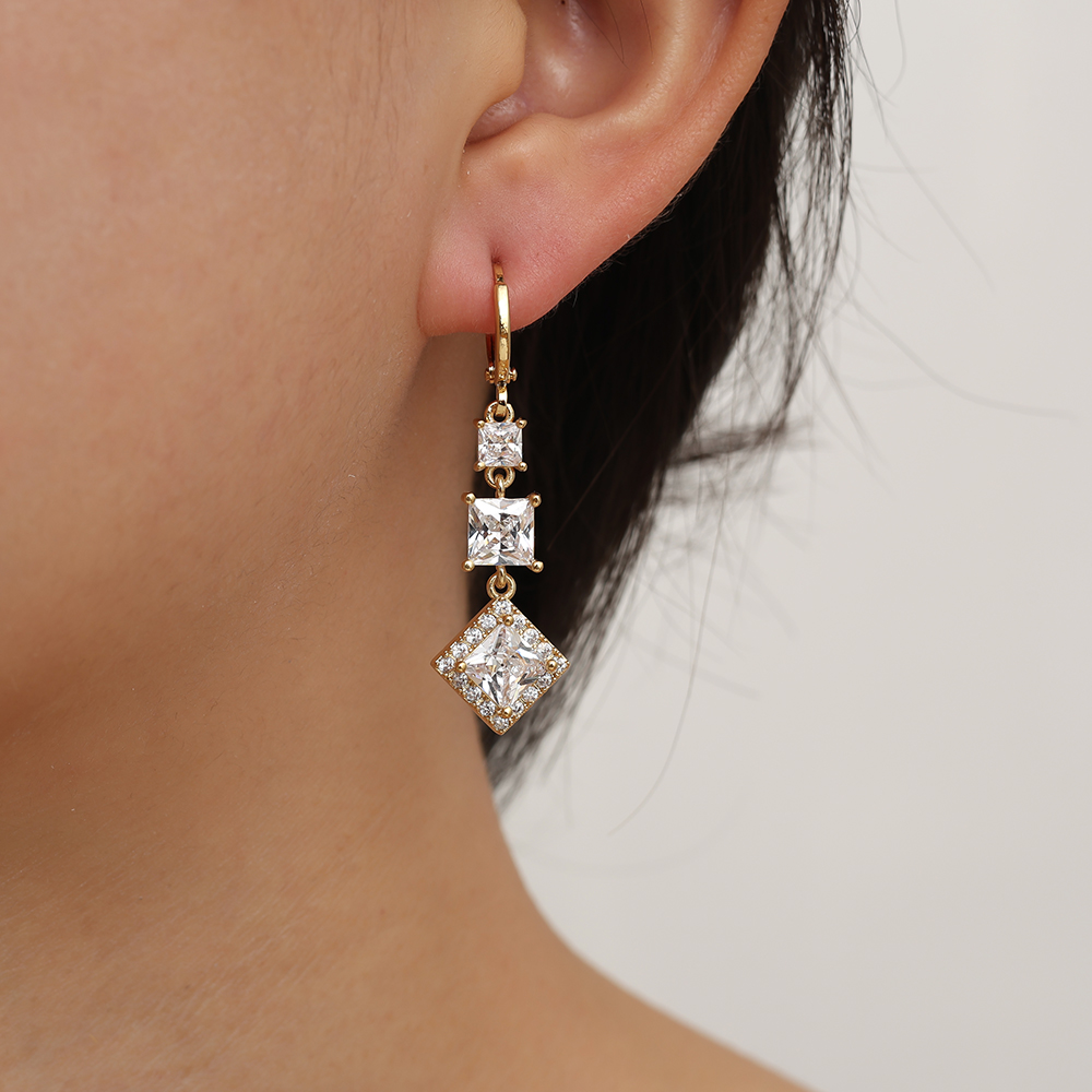 4.5cm Shining Diamond Vergoldete Ohrringe    