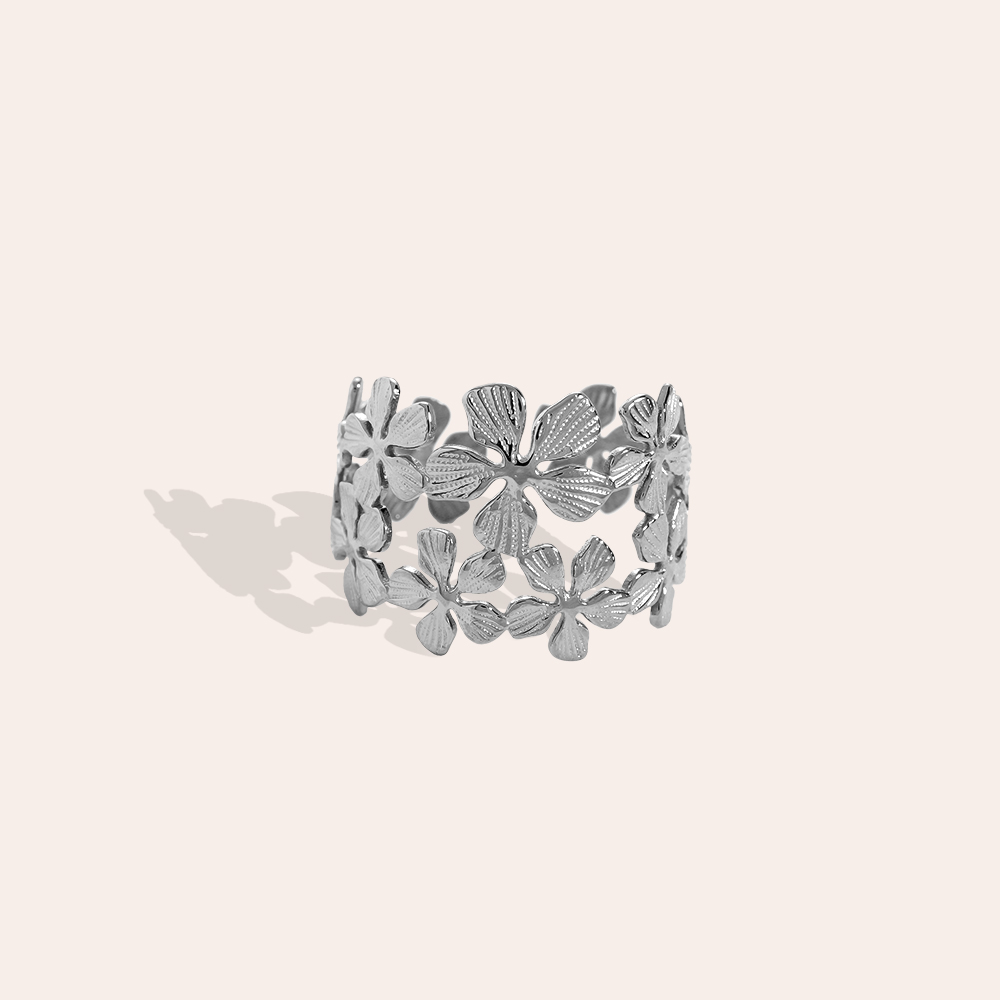 adjustable Tiny Flowers Edelstahl Ring