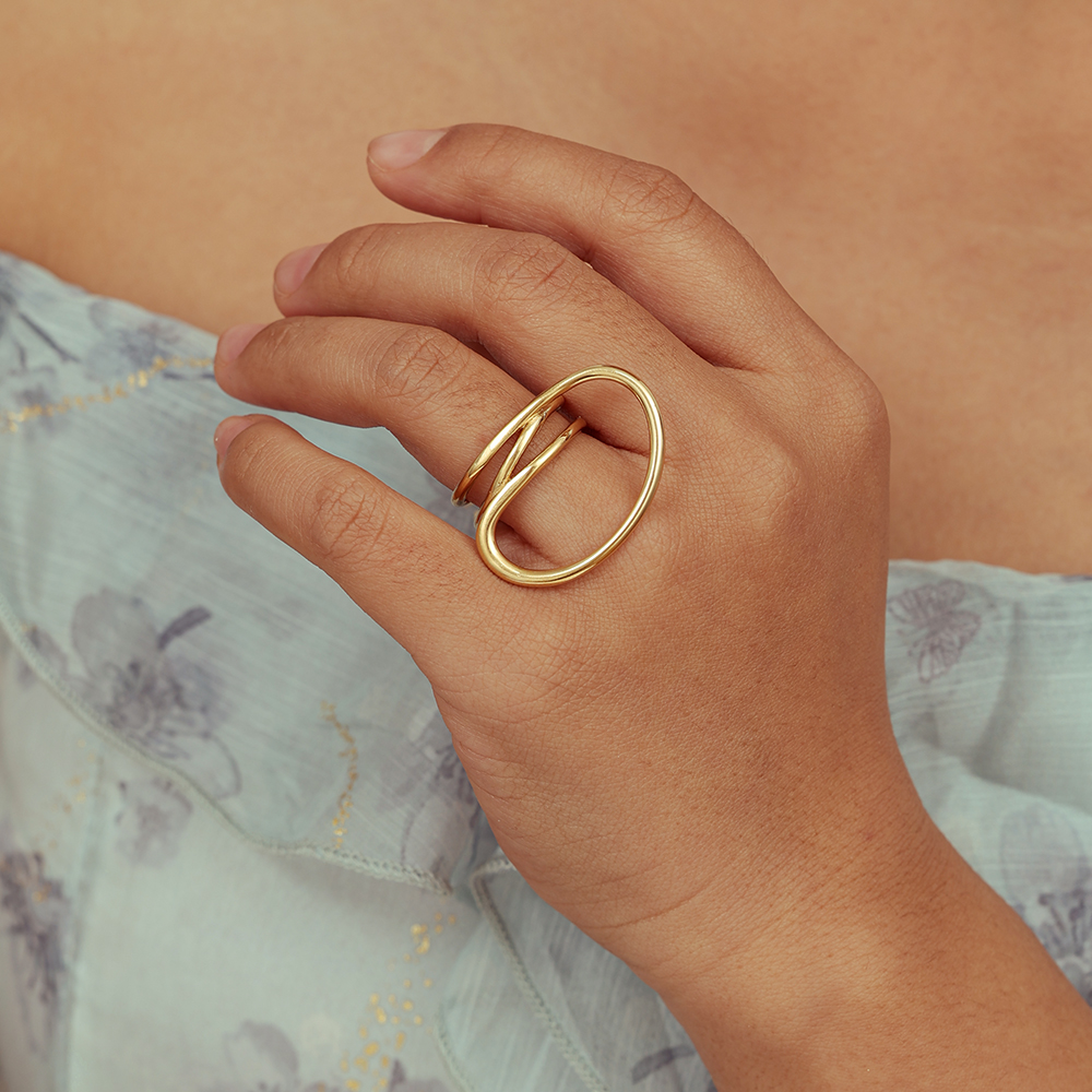 Verstellbarer lockere Linien Edelstahl Ring    