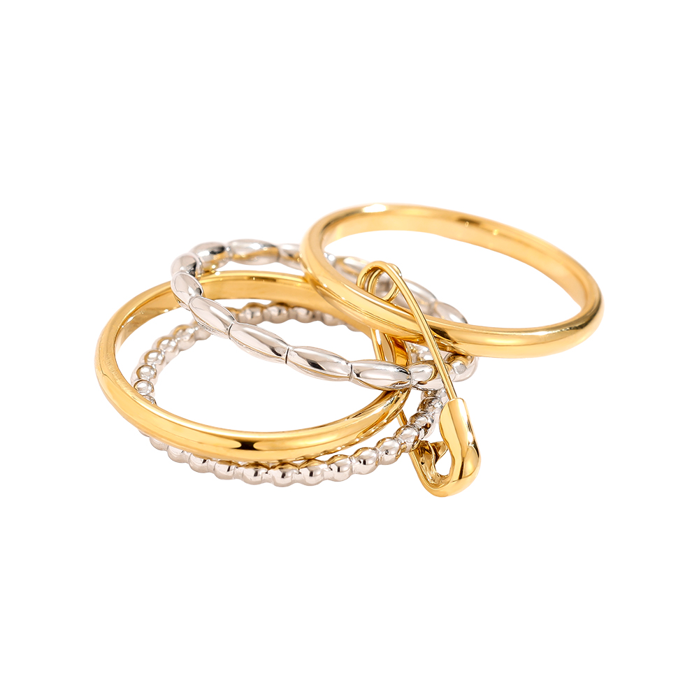 Various Layer Gold And Silver Ring Set With Pin Edelstahl Ring 