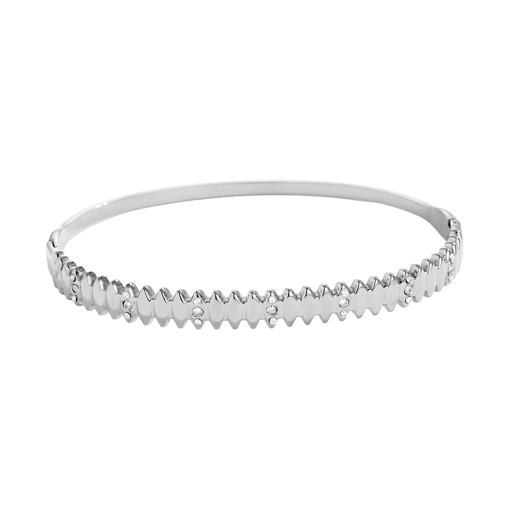 6.5cm Diameter Nice Diamonds Edelstahl Armreif        