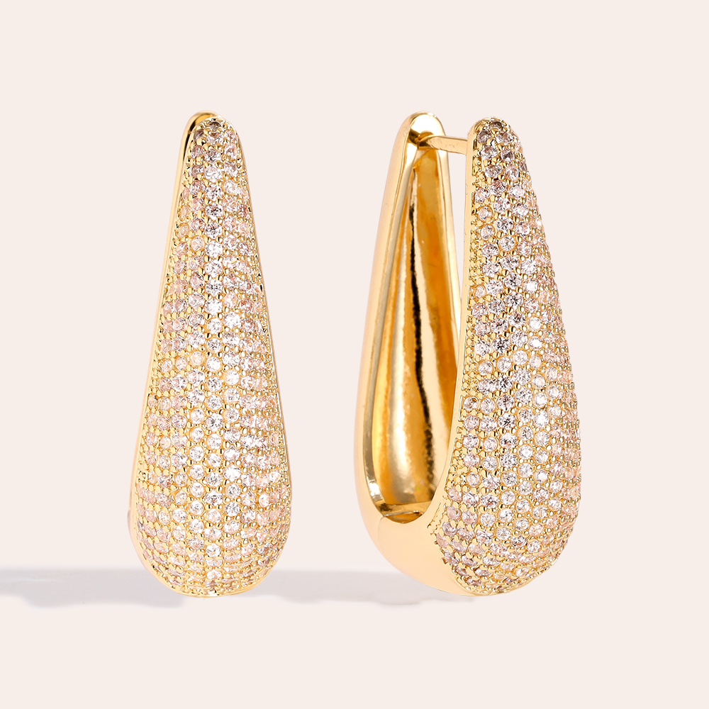 3.2cm Drop Diamond Vergoldete Ohrringe     