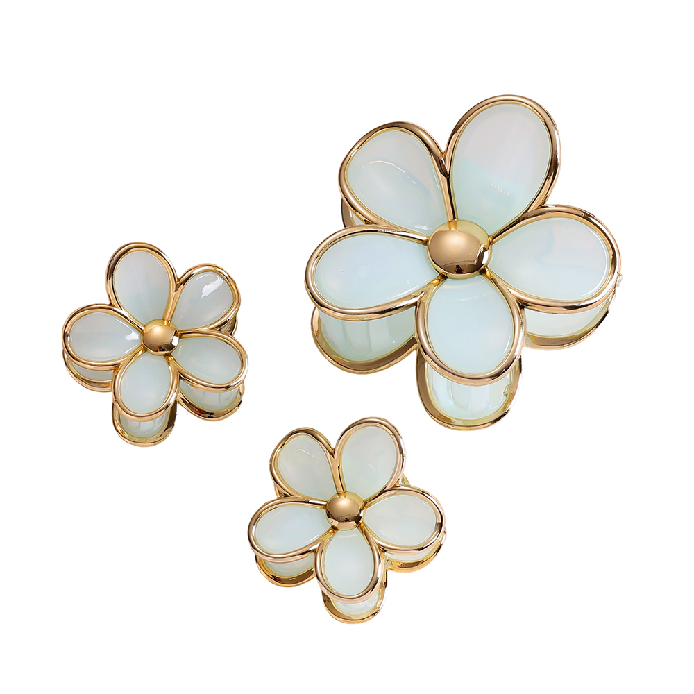 8+4cm 3 Stk.Blaue Blumen Haarklammer Set Copy