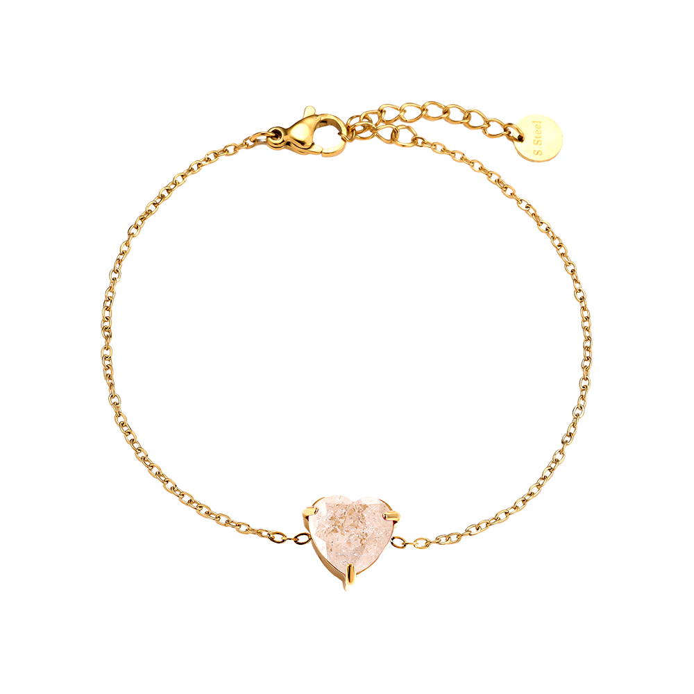 16cm Multi Color Diamond Heart Edelstahl Armband