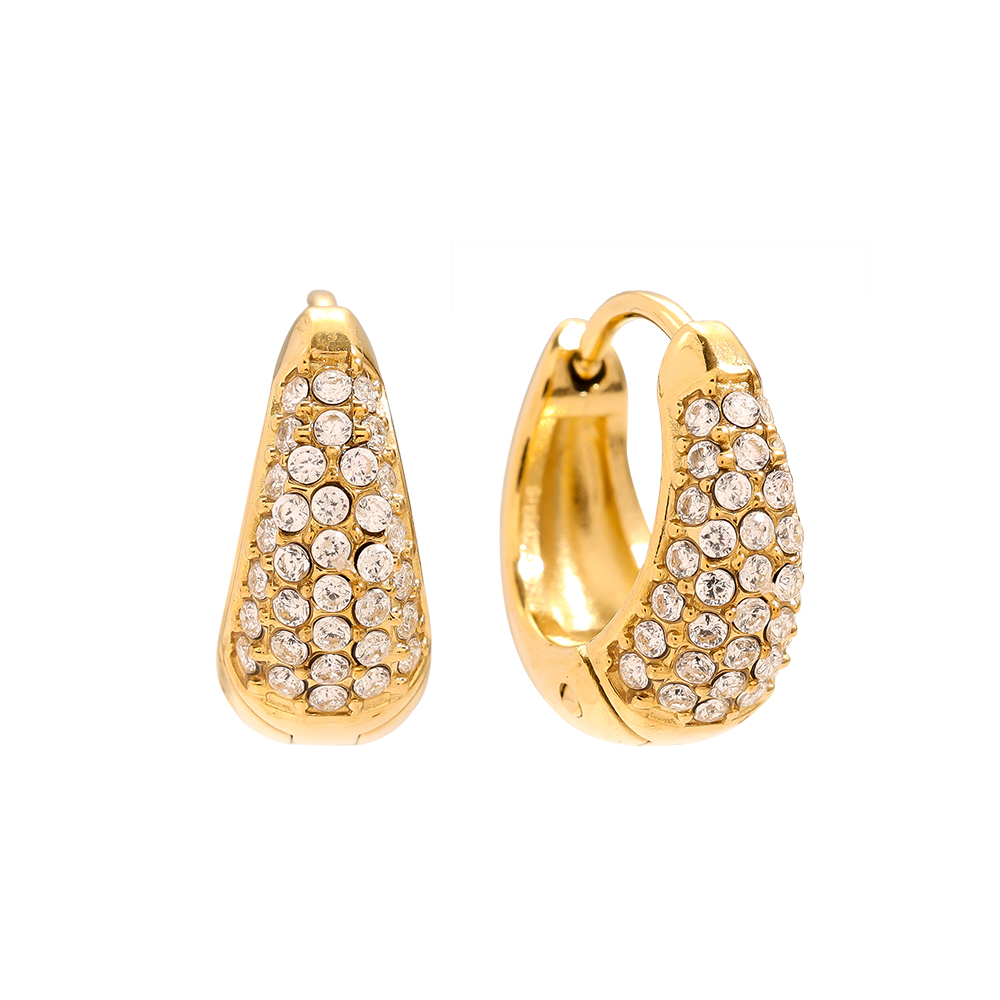 8mm Diamond Drop Hoop Edelstahl Ohrringe    