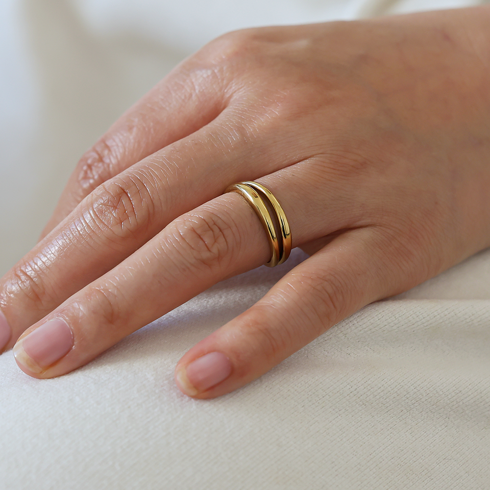 Verstellbarer Doppel Edelstahl Ring 