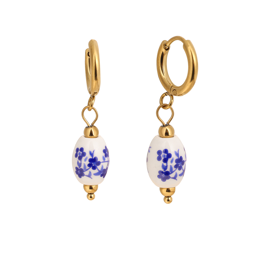 0.8*3.2cm ovale Keramik Edelstahl Ohrringe   