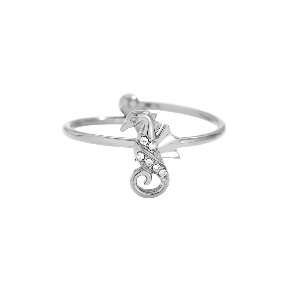 Diamond Sea Horse Edelstahl Ring            