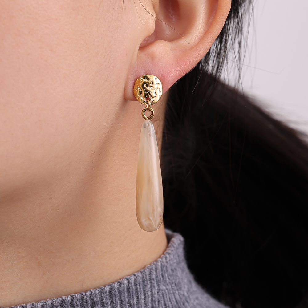 5cm Long Drop Resin Edelstahl Ohrringe     