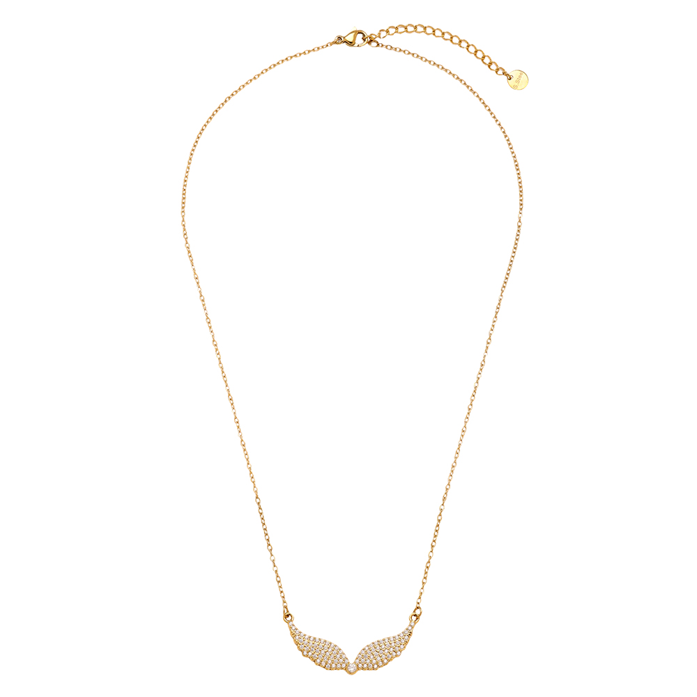 43cm Engelsflügel Zirkonia Edelstahl Halskette