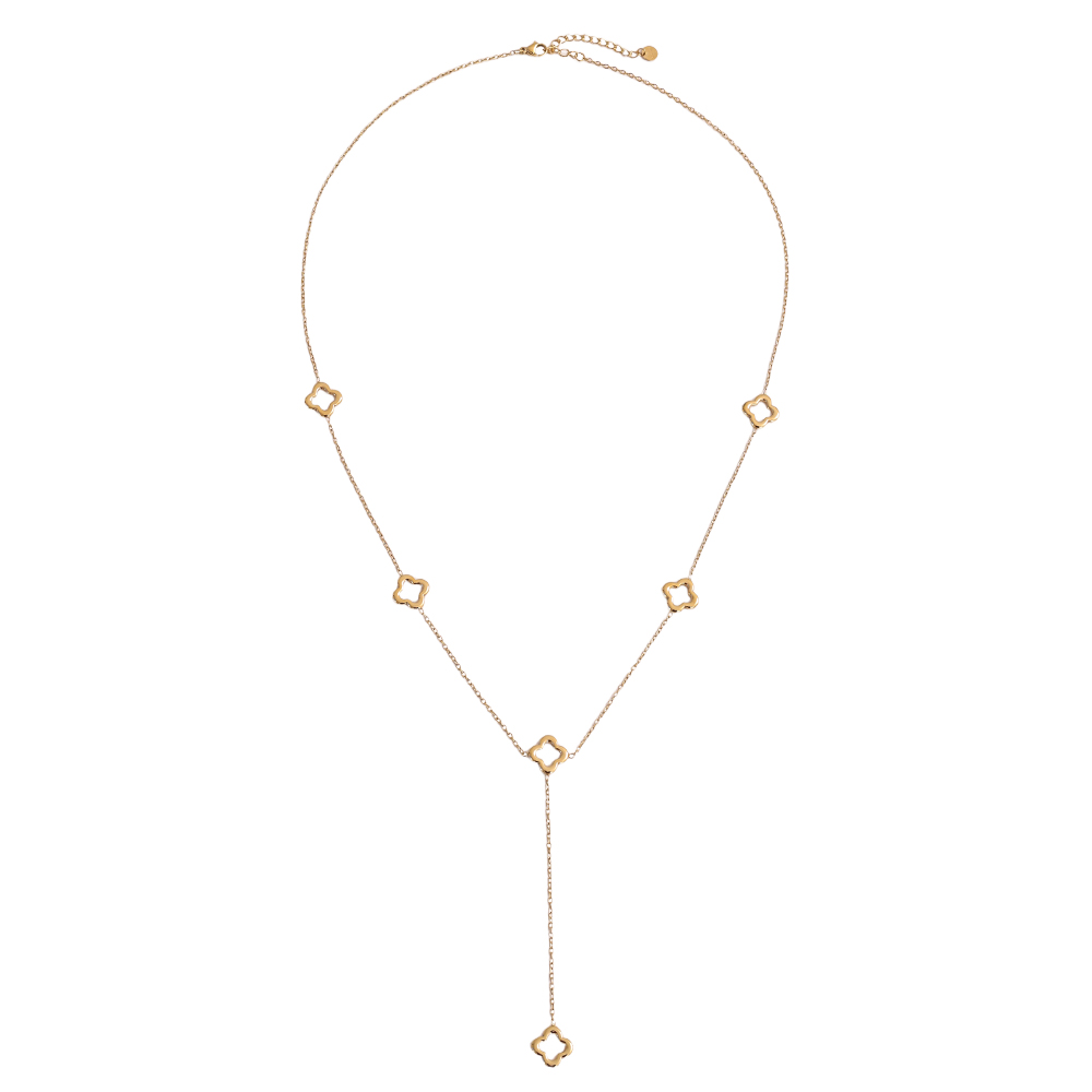 64cm Kleeblatt Edelstahl Halskette