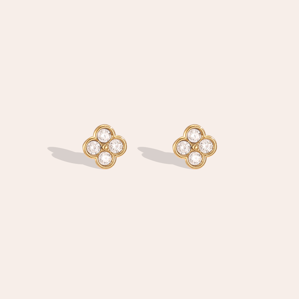 5mm Kleeblatt Zirkonia Edelstahl Ohrringe