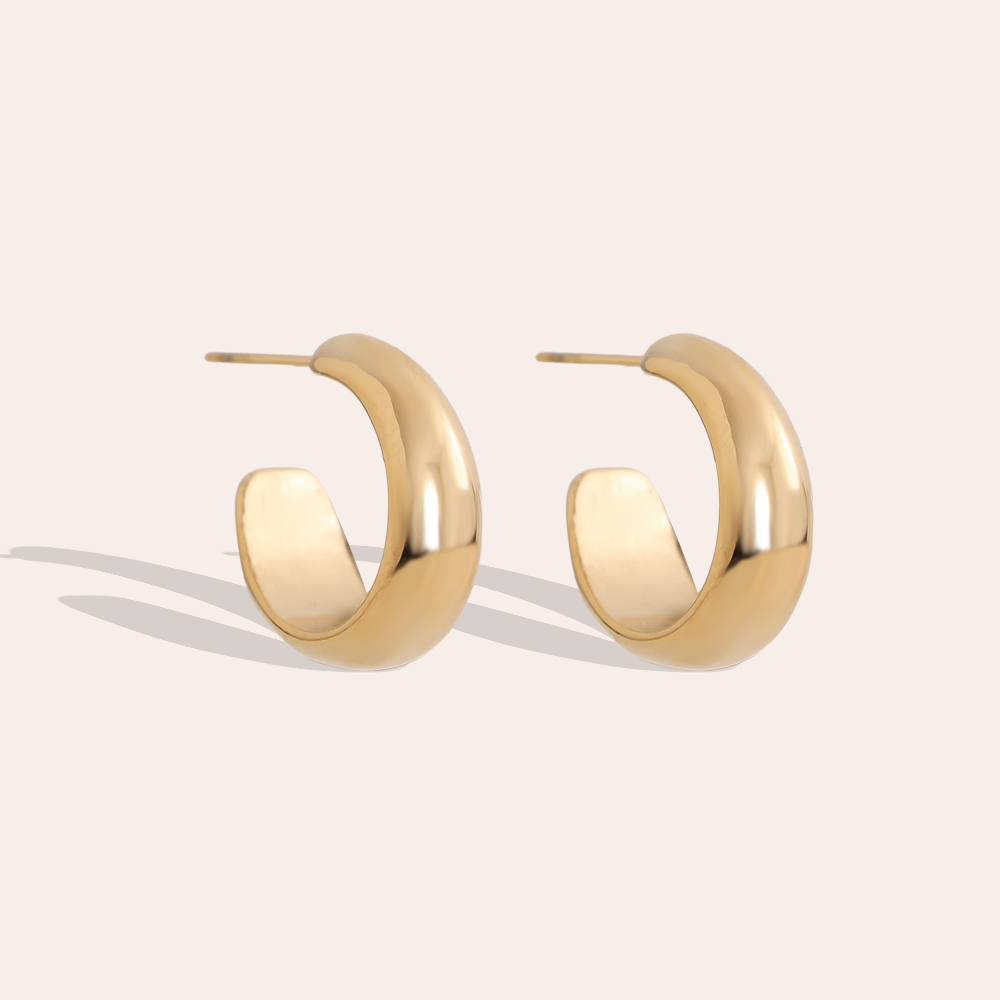 Edelstahl Ohrringe 2cm Simple Half Hoop