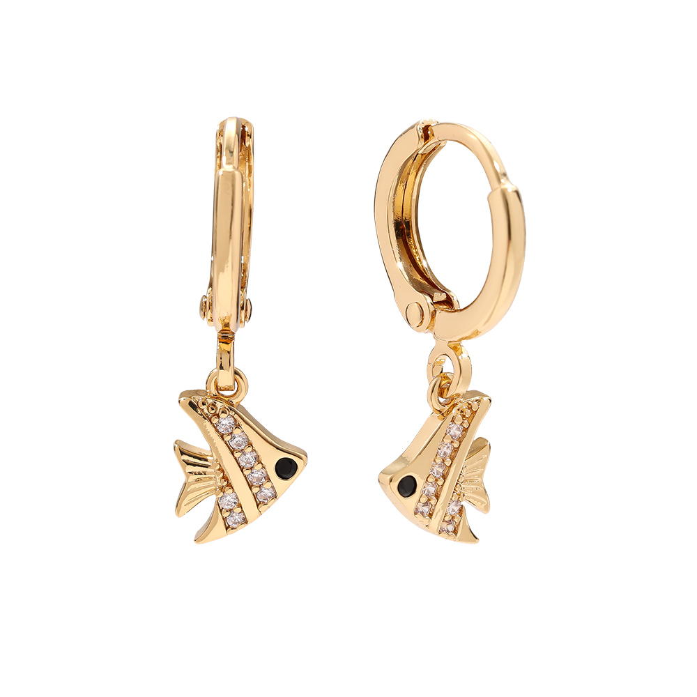 23mm Cute Fish Diamond Vergoldete Ohrringe