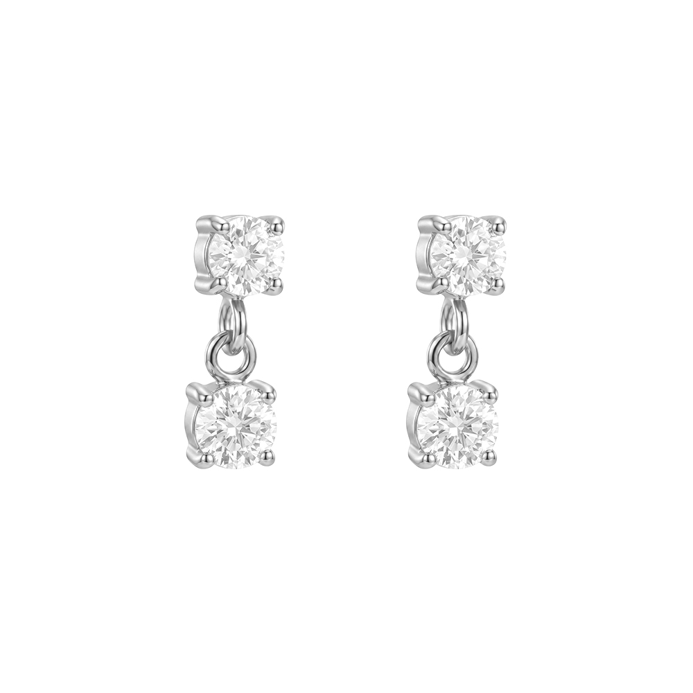 10mm zwei kleine Zirkonia Edelstahl Ohrringe      