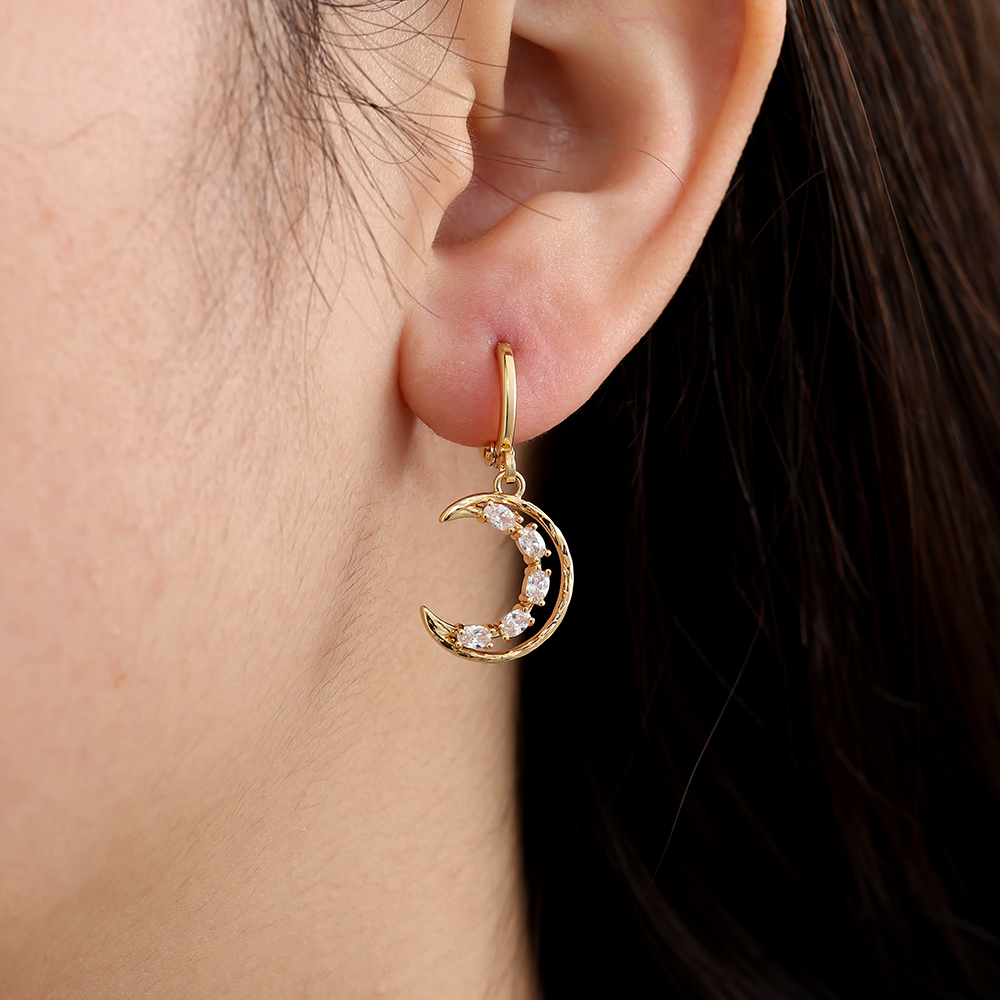 31mm Halfmoon Diamond Vergoldete Ohrringe