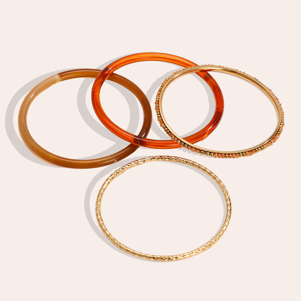 6.5cm Breite 4er Acryl Edelstahl Armreif Set 