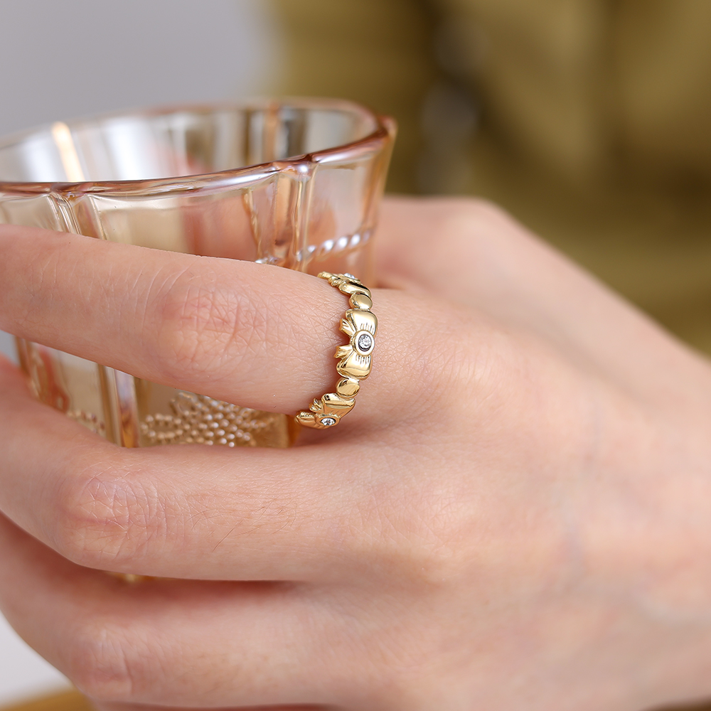 Diamond And Bowtie Edelstahl Ring            