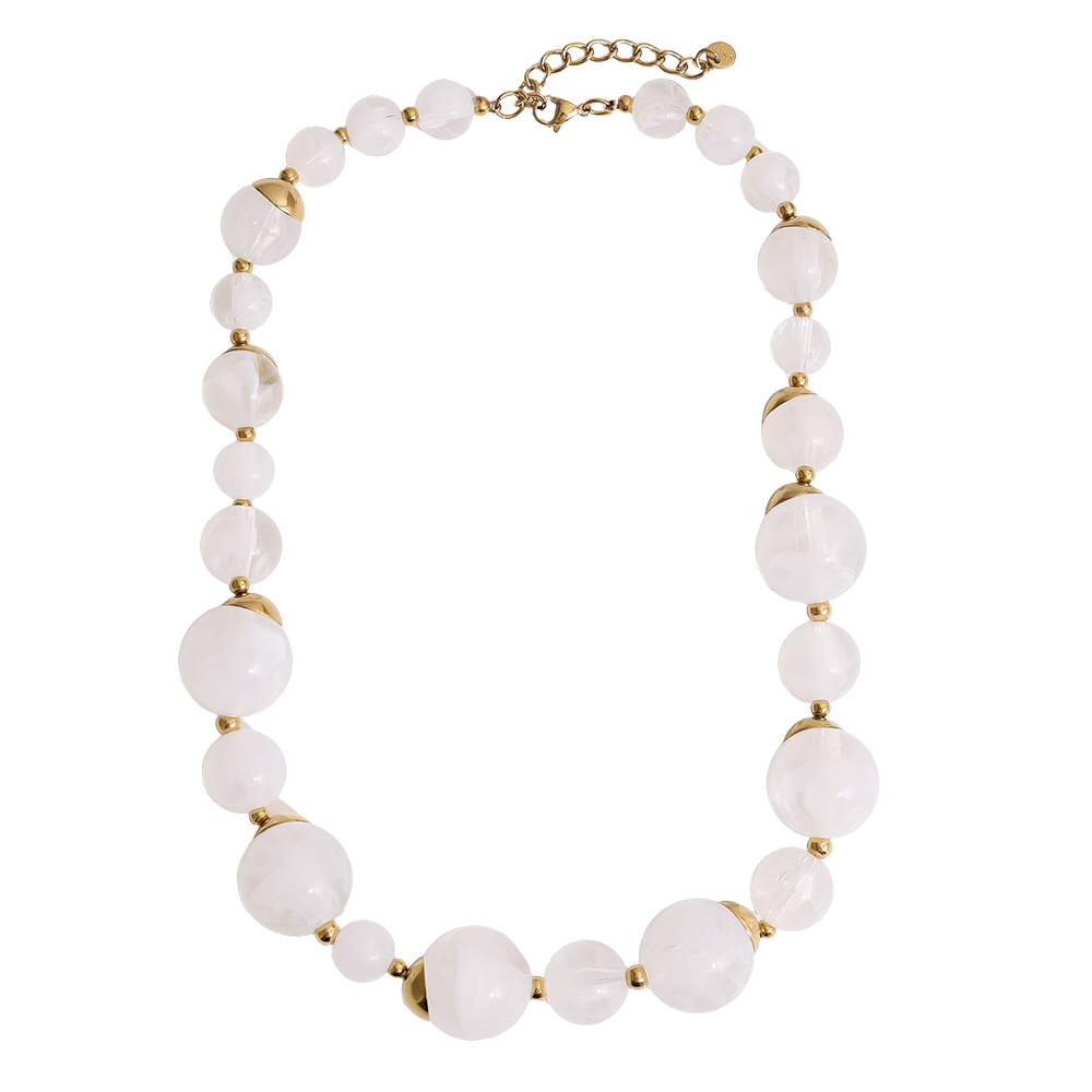 49cm Nice Resin Balls Edelstahl Halsketten  