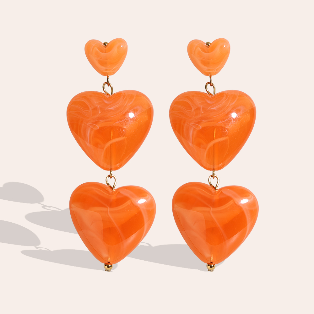 7cm Acrylic Three Hearts Edelstahl Ohrringe       